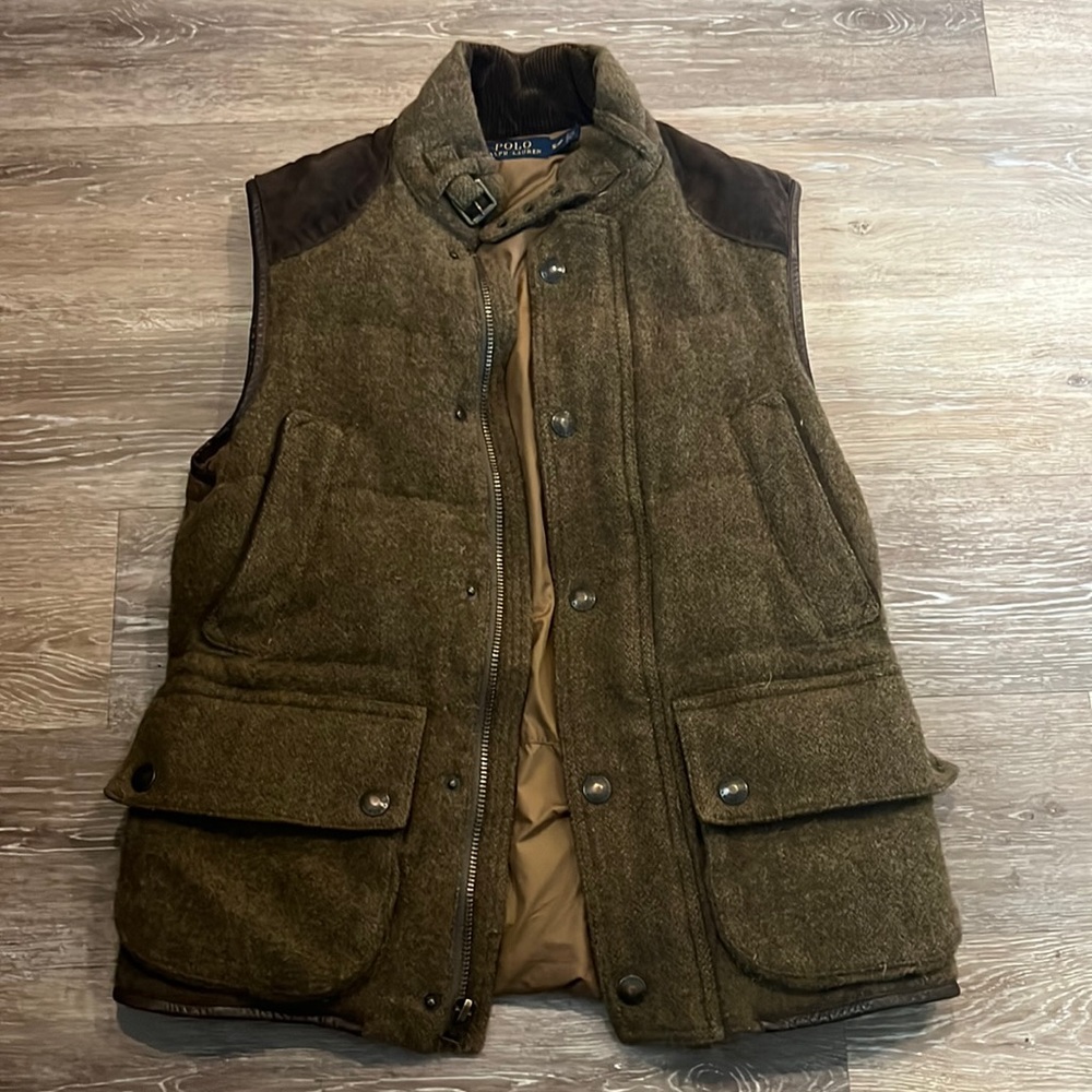 Mens Polo Ralph Lauren Wool Zip Up Vest Size S